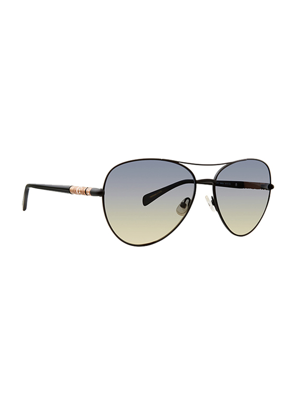 Badgley Mischka Melina Full Rim Aviator Black Sunglasses for Women, Black Lens, 59/15/140