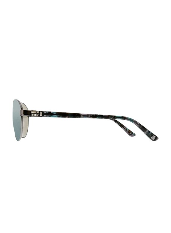 Badgley Mischka Elena Full Rim Aviator Gun Metal Sunglasses for Women, Blue Lens, 58/15/140