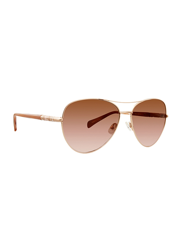 Badgley Mischka Melina Full Rim Aviator Gold Sunglasses for Women, Rose Gold Lens, 59/15/140