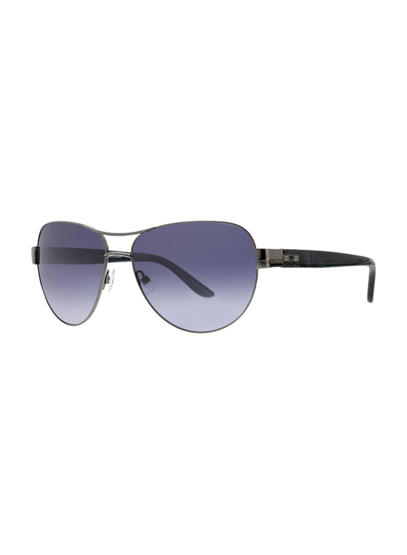 Badgley Mischka Philise Full Rim Aviator Gun Metal Sunglasses for Women, Blue Lens, 61/15/130