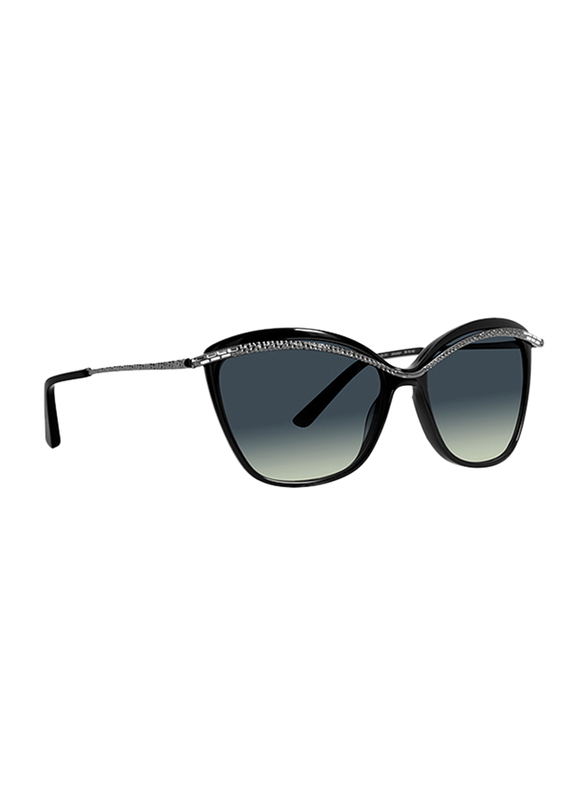 Badgley Mischka Jacquelyn Full Rim Cat Eye Black Sunglasses for Women, Black Lens, 56/16/140