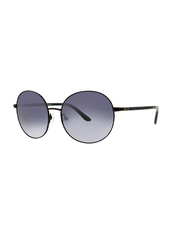 Badgley Mischka Noemie Full Rim Round Black Sunglasses for Women, Blue Lens, 55/16/130