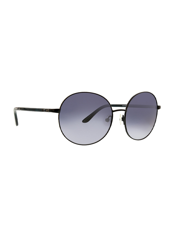 Badgley Mischka Noemie Full Rim Round Black Sunglasses for Women, Blue Lens, 55/16/130