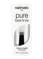 Nailmatic Pure 2-in-1 Color Plant-Based Base & Top Coat Manicure, 8ml, Clear