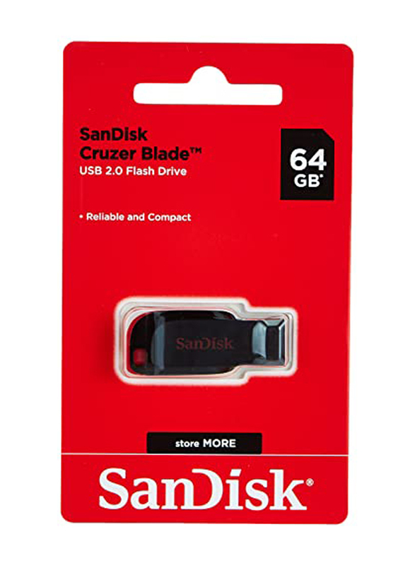 Sandisk 64GB USB 2.0 Flash Drive, SDCZ50B35, Black