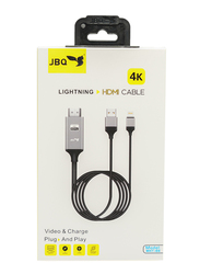 Jbq 1.8-Meter 4K HDMI Cable, HDMI to Lightning & USB Type A for HD TV & Projector, Mht I88, Black