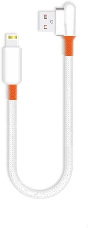 

Jbq 0.3-Meter 90 Degree Right Angle Lightning Cable, High Speed Transmission, USB A Male to Lightning, Anti-Winding, 2.4A Max for Apple Devices, White