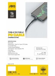 JBQ Type-C to Type-C PD Cable With Tinned Copper Wire Core Soft Anti-Winding 60W Charge and Sync 150cm Black CA-720