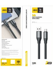 JBQ 5A Fast Charging Micro USB Data Cable Charge and Sync Transfer Speed of 480Mbps 120cm Black CA-612
