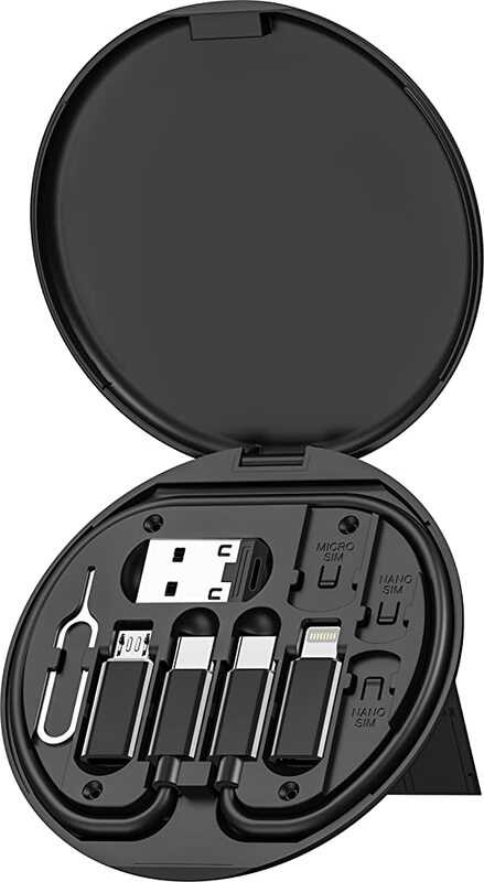 

Jbq High Current Flexible Charging Cables Suit Storage Kit, Type C To Type C/Micro & Lightning/USB A To Type C with Take Card, Black