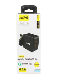 Jbq Dual 3.0 USB Port Quick Charger, 3.0 USB to Micro USB Cable, White