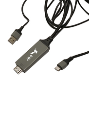 Jbq 1.8-Meter HDMI Cable, HDMI to USB Type-C & USB Type A for HD TV & Projector, Mht T88, Black