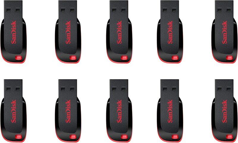 

SanDisk 32GB x 10 Blade USB 2.0 Flash Drive, Black/Red