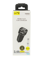 Jbq Dual USB Port Car Charger, USB 3.4A with 2 Port, Black
