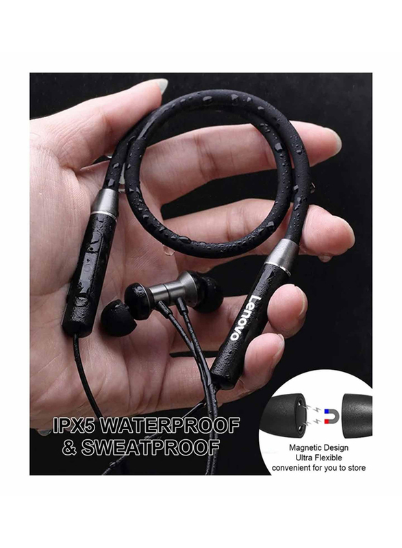 Lenovo HE05 Wireless In-Ear Neckband Headphones, Black