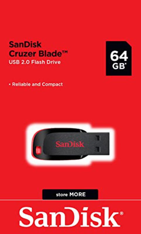 Sandisk 64GB USB 2.0 Flash Drive, SDCZ50B35, Black