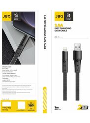 JBQ CA-620 Charge and Sync 2.5A Fast Charging Lightning Data Cable With Braided Nylon Transfer Speed of 480Mbps, 100cm, Black