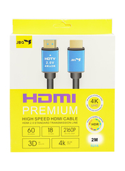 Jbq 2-Meter Premium High-Speed HDMI Braided Cable, HDMI to HDMI for PS4/Xbox Game on Board Box/Laptop/Computer, Black