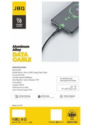 JBQ 3A Fast Charging Data Cable (Aluminium Alloy) Charge and Sync Micro USB 150cm Black CA-730