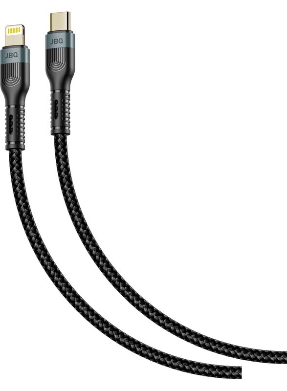 JBQ CA-720 Charge and Sync 27W Type-C to Lightning PD Cable With Tinned Copper Wire Core Soft Anti-Winding 150cm Black