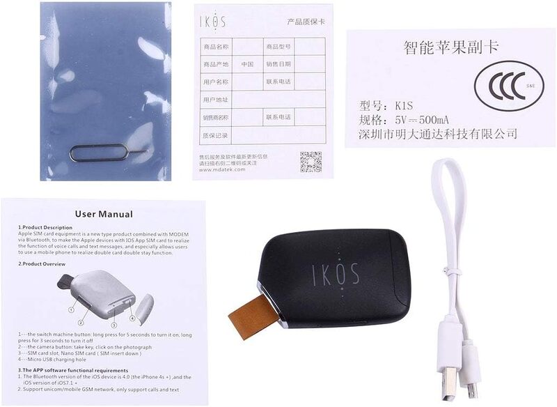 IKOS Two Active SIM Cards Adapter For iPhone Dual SIM Cards Bluetooth Adapter For iPod &iPad