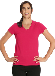 Jockey Ladies 24X7 Short Sleeve V-Neck T-Shirt for Women, Extra Large, Ruby