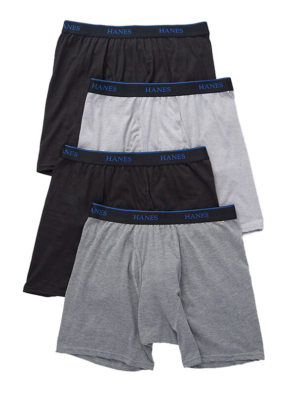 

Hanes 4-Piece Ultimate Stretch Boxer Brief Set for Men, U9BBB4, Black/Grey, Small