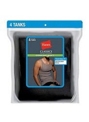 Hanes 4-Piece Classics ComfortSoft A-Shirts Tanks Set for Men, 7993BG, Black/Grey, Large