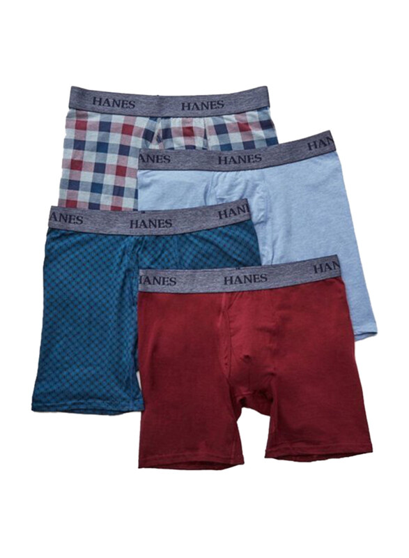 

Hanes 4-Piece Ultimate Stretch Boxer Brief Set for Men, U9BBA4, Multicolor, Medium