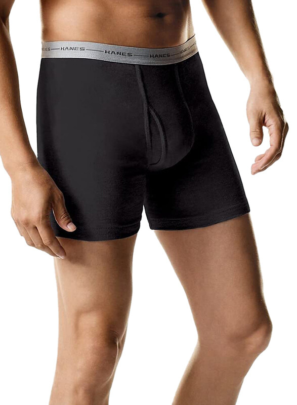 

Hanes 2-Pieces Red Label Boxer Brief for Men, Black/Grey, Medium