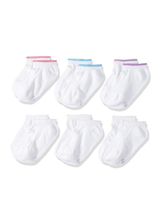 Hanes Red Label Cushion No Show Socks for Girls, 644-6-WH-610, 6 Piece, White