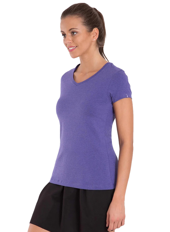 Jockey Ladies 24X7 Short Sleeve V-Neck T-Shirt for Women, Extra Large, Charcoal Melange