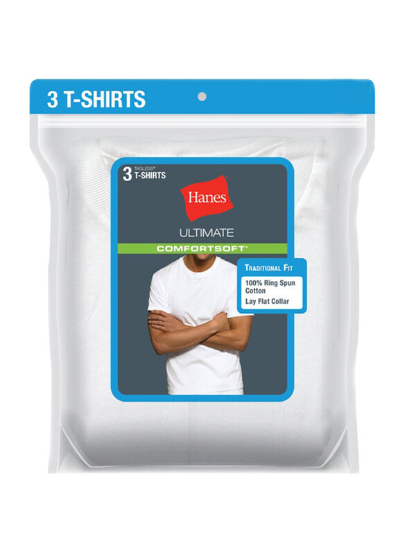 

Hanes 3-Piece Ultimate ComfortSoft Crew Neck Undershirt Set for Men, 7870W3, White, Small