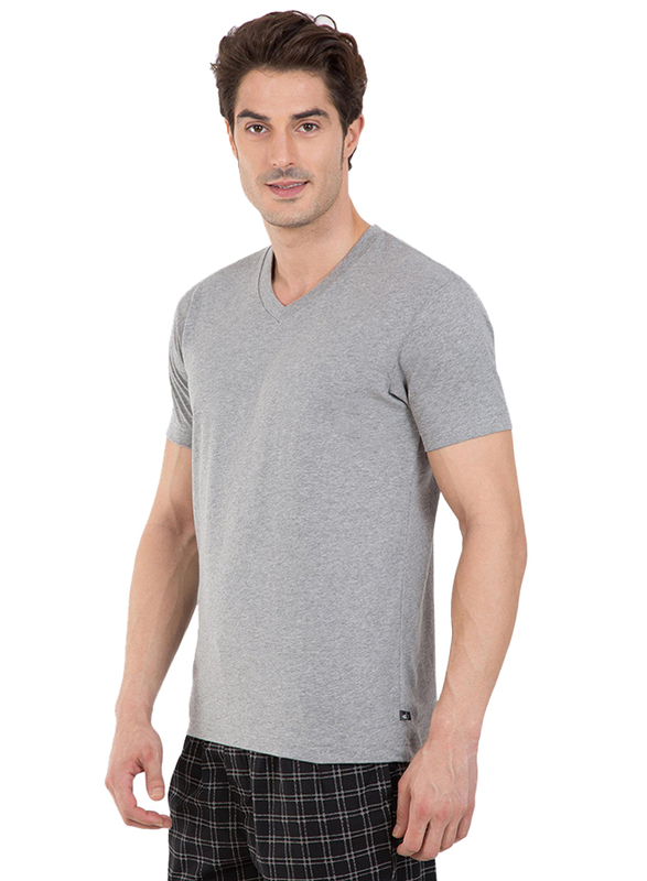 Jockey Men's 24X7 Short Sleeve V-Neck T-Shirt, 2726-0105, Medium, Grey Melange