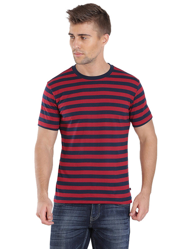 Jockey Men's 24X7 Crew Neck Tee T-Shirt, 2715-0105, Extra Large, Navy/Shanghai Red