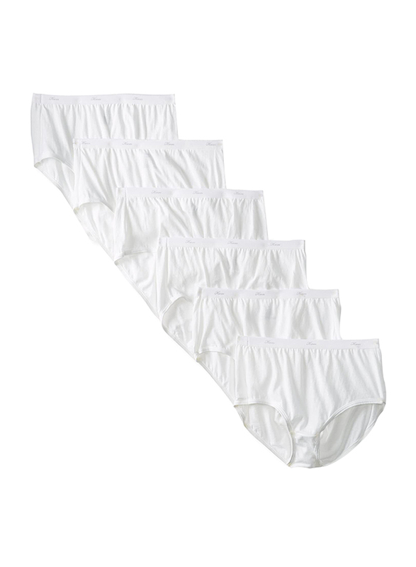 Hanes Cotton Brief Panties, 6 Piece, White, 6 Years