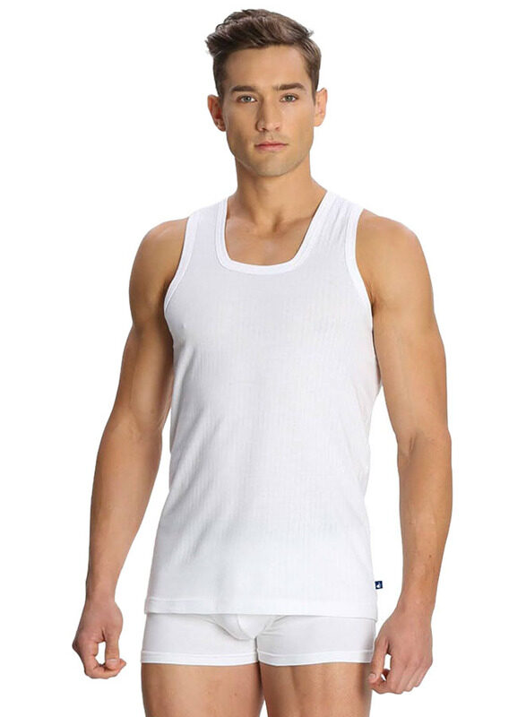 

Jockey 2-Piece Comfort Plus Drop Needl Vest Set for Men, 8816-0210, White, 105