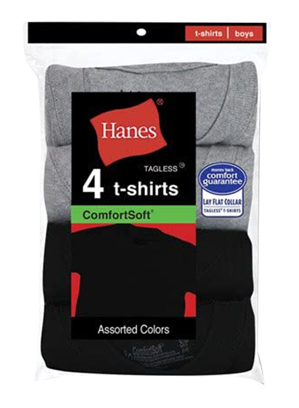 

Hanes ComfortSoft Tagless Undershirts for Boy, 4 Piece, Assorted Color, Medium