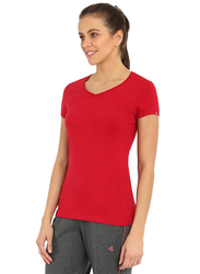 Jockey Ladies 24X7 Short Sleeve V-Neck T-Shirt for Women, Extra Large, Jester Red