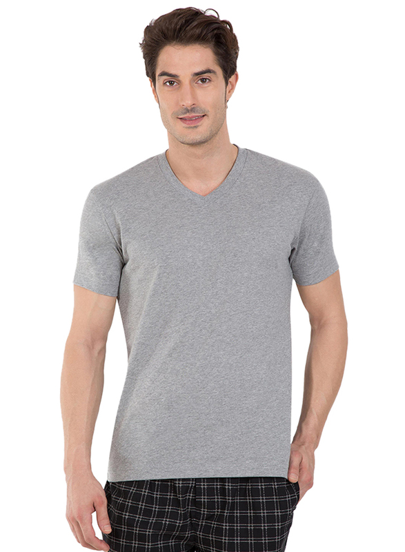 Jockey Men's 24X7 Short Sleeve V-Neck T-Shirt, 2726-0105, Medium, Grey Melange