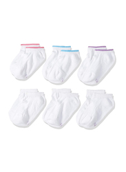 Hanes Red Label Cushion No Show Socks for Girls, 644-6-WH-104, 6 Piece, White