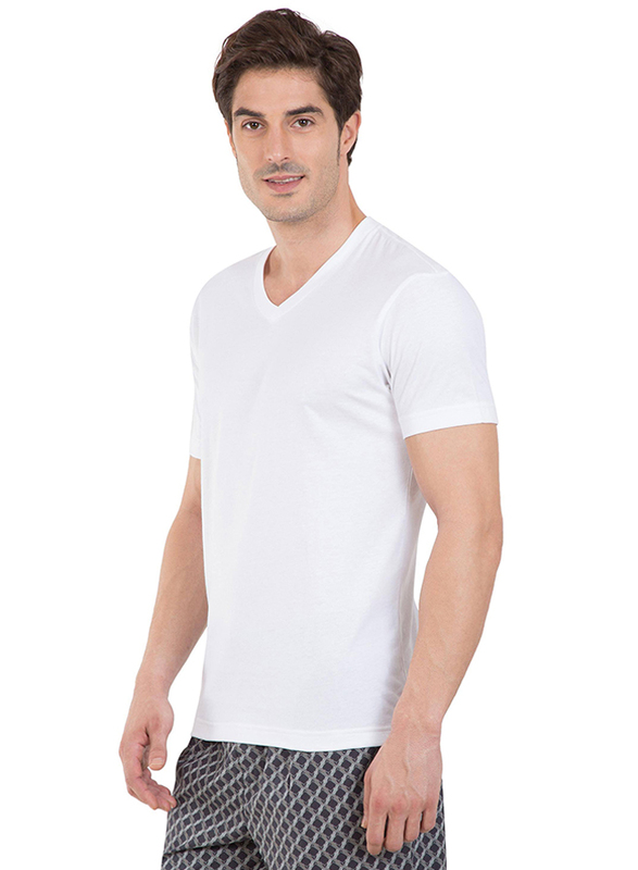 Jockey Men's 24X7 Short Sleeve V-Neck T-Shirt, 2726-0105, Medium, White