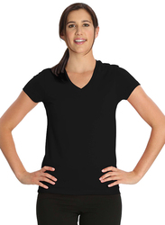 Jockey Ladies 24X7 Short Sleeve V-Neck T-Shirt for Women, Extra Large, Black