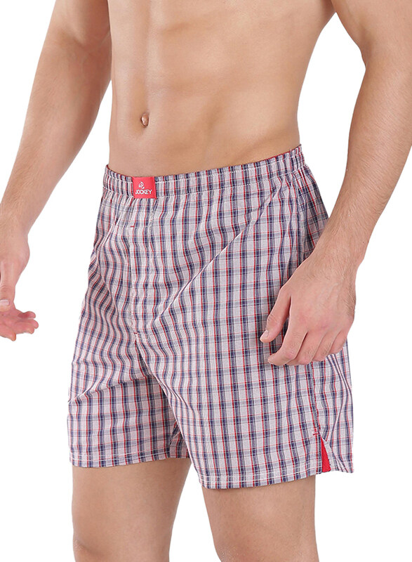 Jockey Zone Woven Check Pattern Boxer Shorts for Men, US22-0110, Multicolor, Small