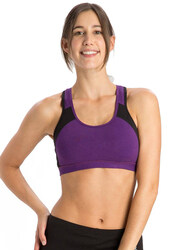 Jockey Power Back Padded Active Bra, Purple/Black, Medium