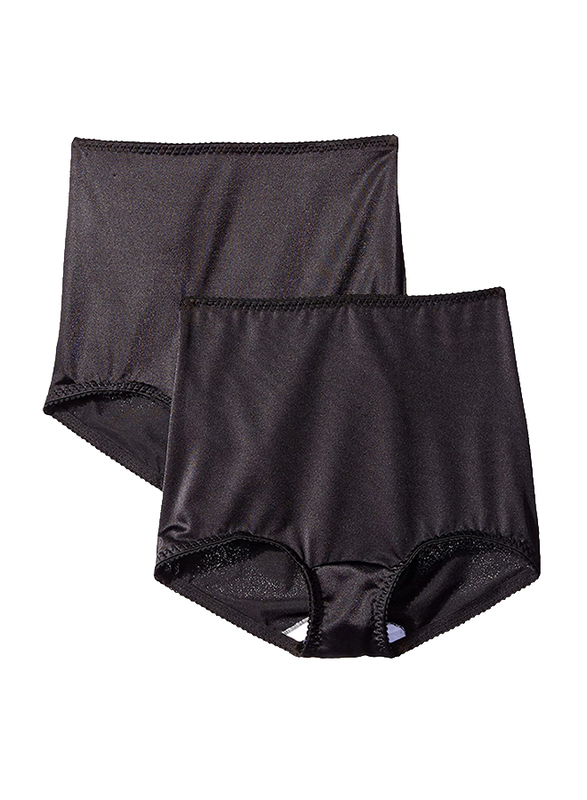 Hanes Light Control Shaping Brief Panties, 2 Pieces, Black, Medium