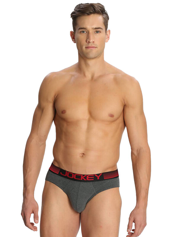 Jockey Zone Stretch Bikini Brief Underwear for Men, US07-0110, Charcoal Melange, Extra Large