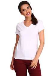 Jockey Ladies 24X7 Short Sleeve V-Neck T-Shirt for Women, Extra Large, White