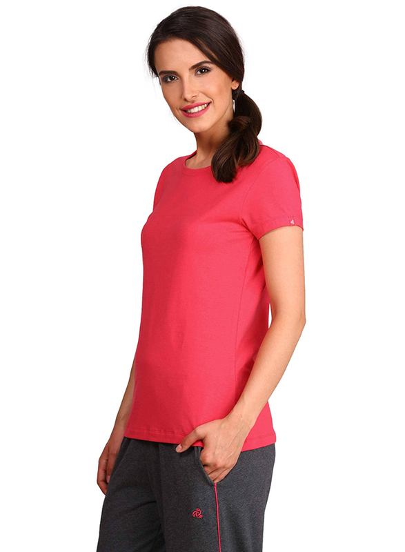 Jockey Ladies 24X7 Short Sleeve T-Shirt for Women, Medium, Ruby