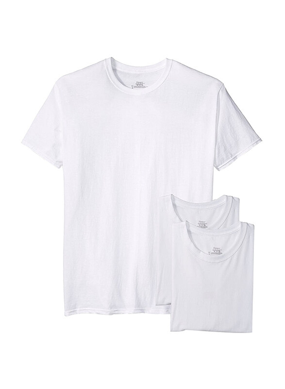 

Hanes 3-Pieces Crew Neck T-Shirt Undershirt for Men, White, Large